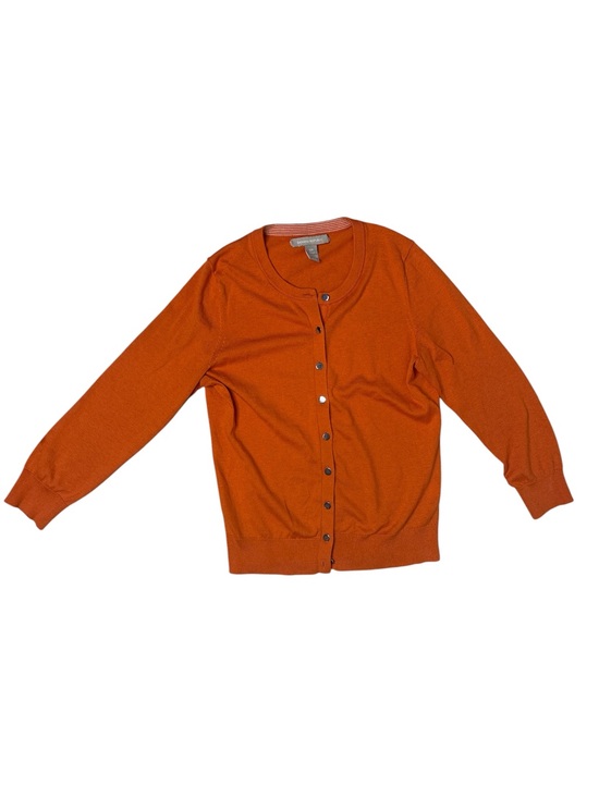 Banana Republic Sweaters - ⭐️ Banana Republic Classic Orange Crewneck Cardigan with tiny flaw- size Small